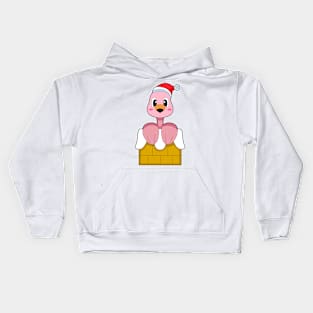 Flamingo Christmas Stone wall Kids Hoodie